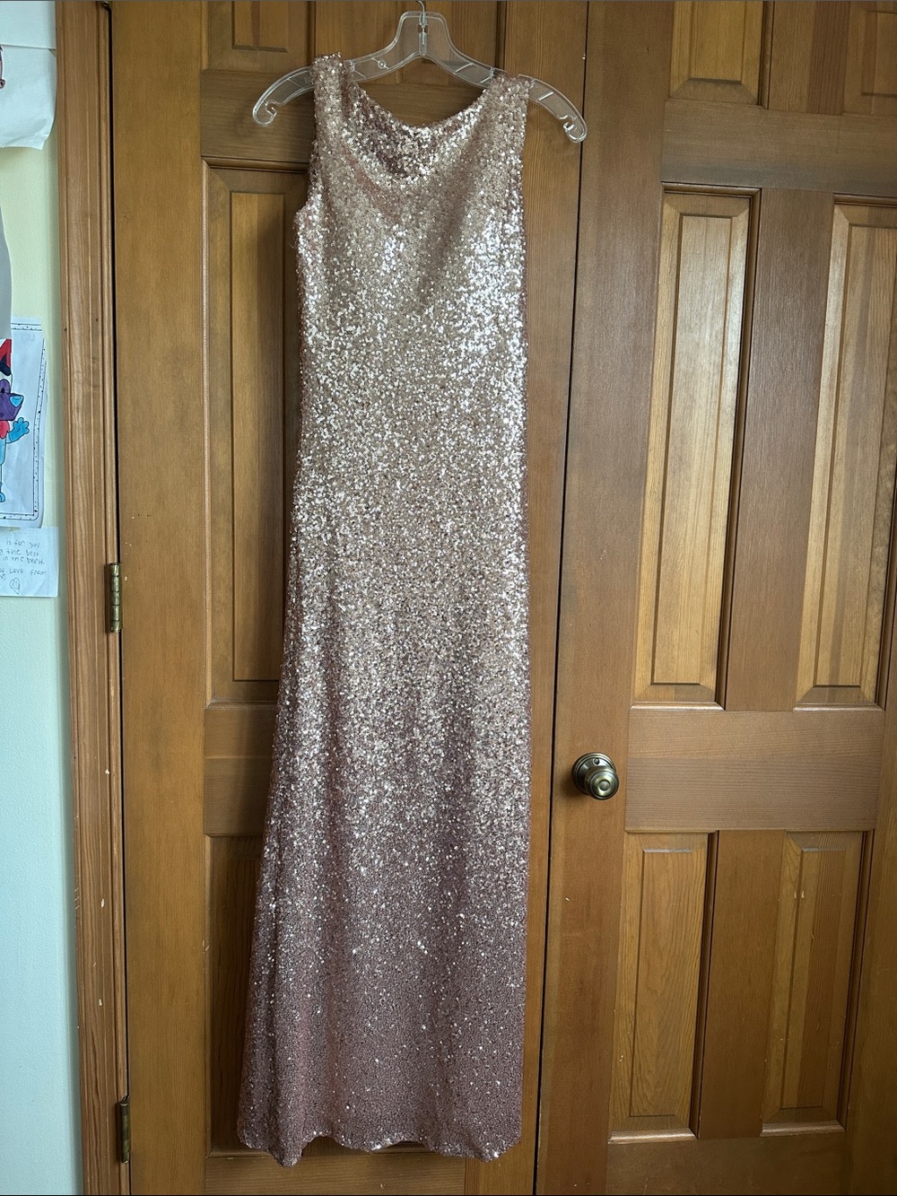 Sequined Rose Gold Floor-Length Evening Gown Christina Wu size 2